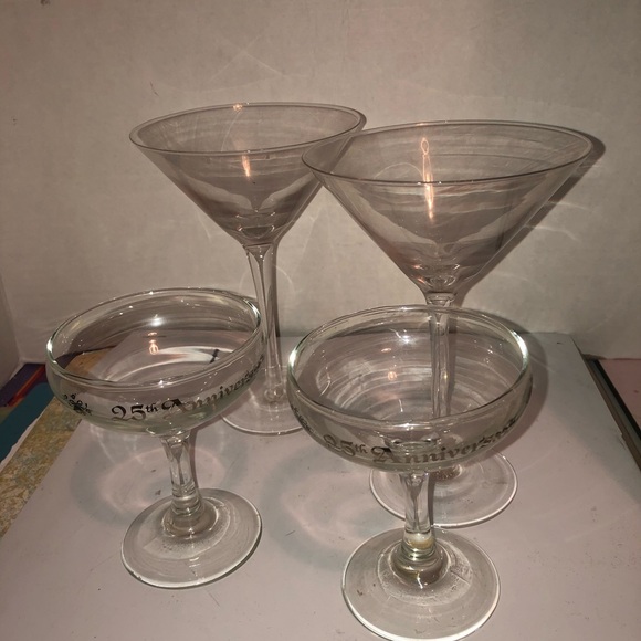 Elegant Clear Glass Cocktail Set including two - 25th anniversary glasses- used - Picture 9 of 9